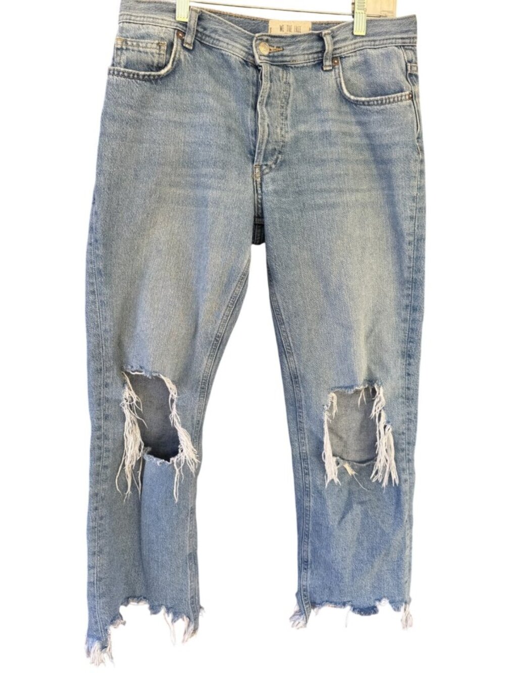 We The Free High Rise Distressed Jeans Size 27 Light Wash Denim Casual